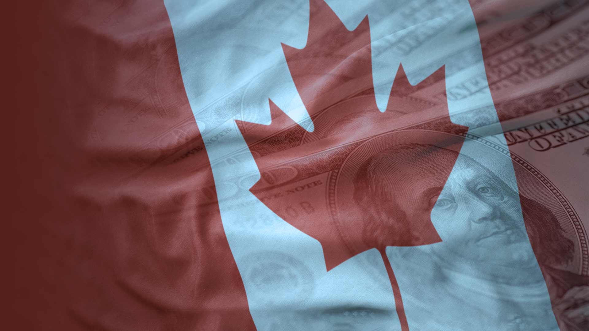 Canadian flag overlayed on U.S. currency to highlight mistakes Canadians make with U.S. taxes