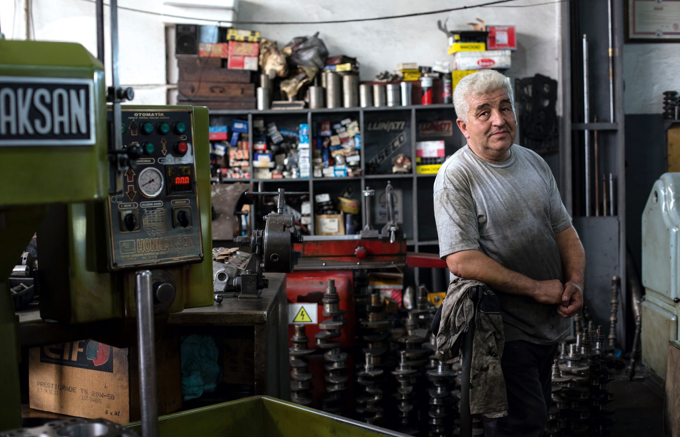 A small business owner in his shop.