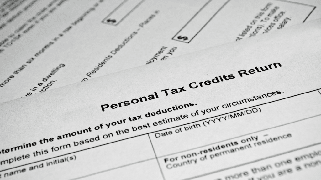 An image of tax documents used for a personal tax return