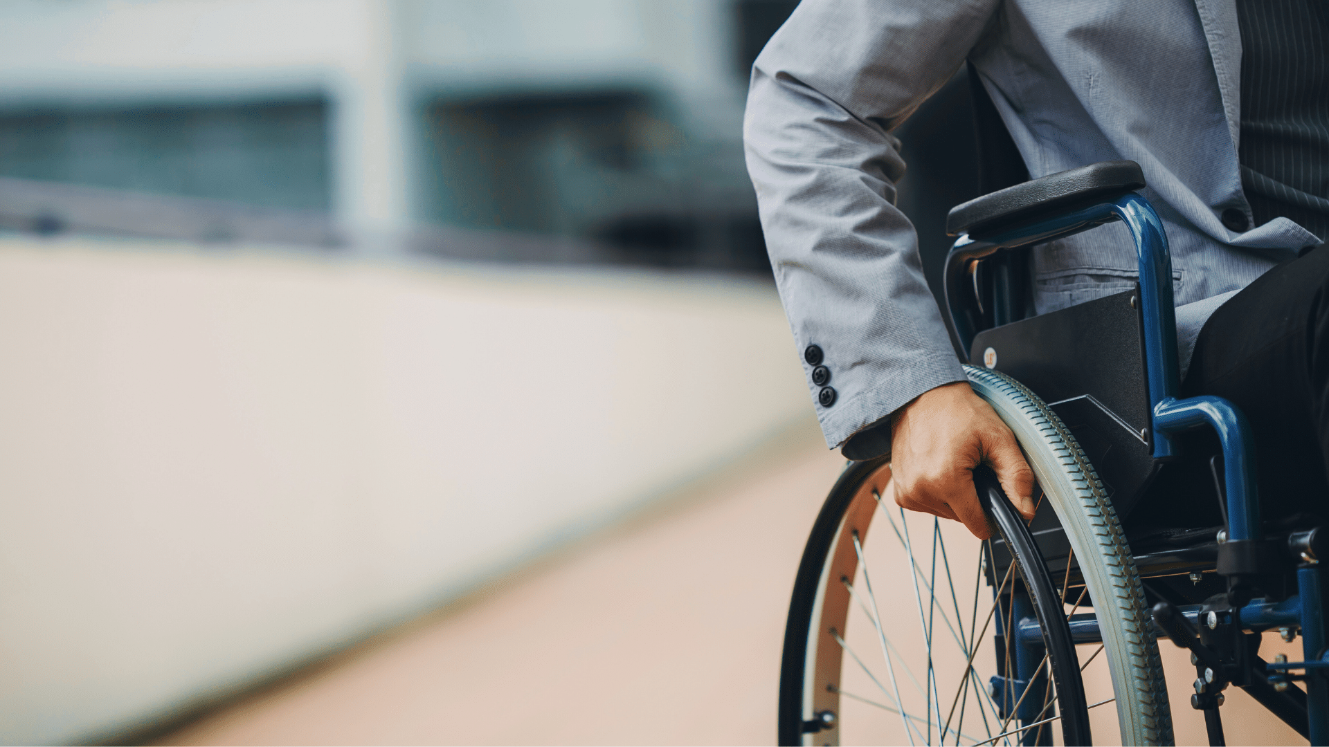 An image of a worker in their wheelchair on the way to the office in Ottawa.